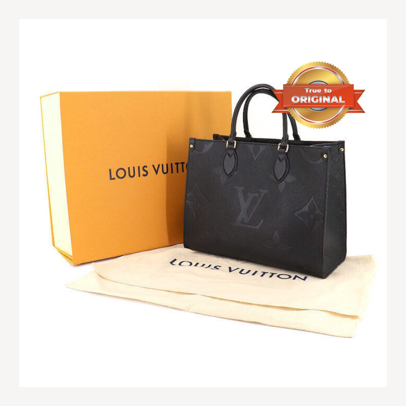 [True-to-ORIGINAL] Louis Vuitton Onthego MM Monogram Empreinte Tote Bag Black For Women 35cm